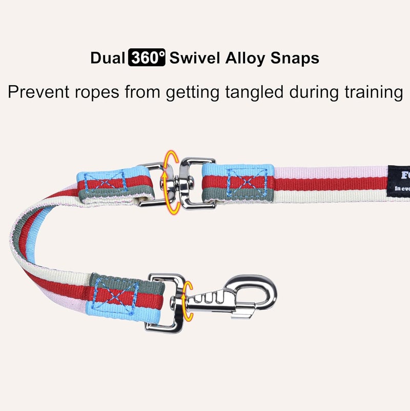 Fornyk Lunge Line for Horse, Premium Equine Lunge Line with Alloy Trigger Buckle and Dual Swivel Snaps for Accurate Equestrian Training, Competition and Daily Use, 26ft/8m (Pink-Red-Offwhite-Multi) - Image 3